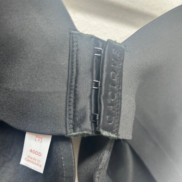 Cacique Black Full Coverage Underwire Bra 40DD Smooth Back Support Nylon Blend - Picture 6 of 10
